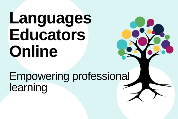 A graphic of a colourful tree, NCLE's logo for CPD alongside the title 'Language Educators Online' and the tagline 'Empowering professional learning'